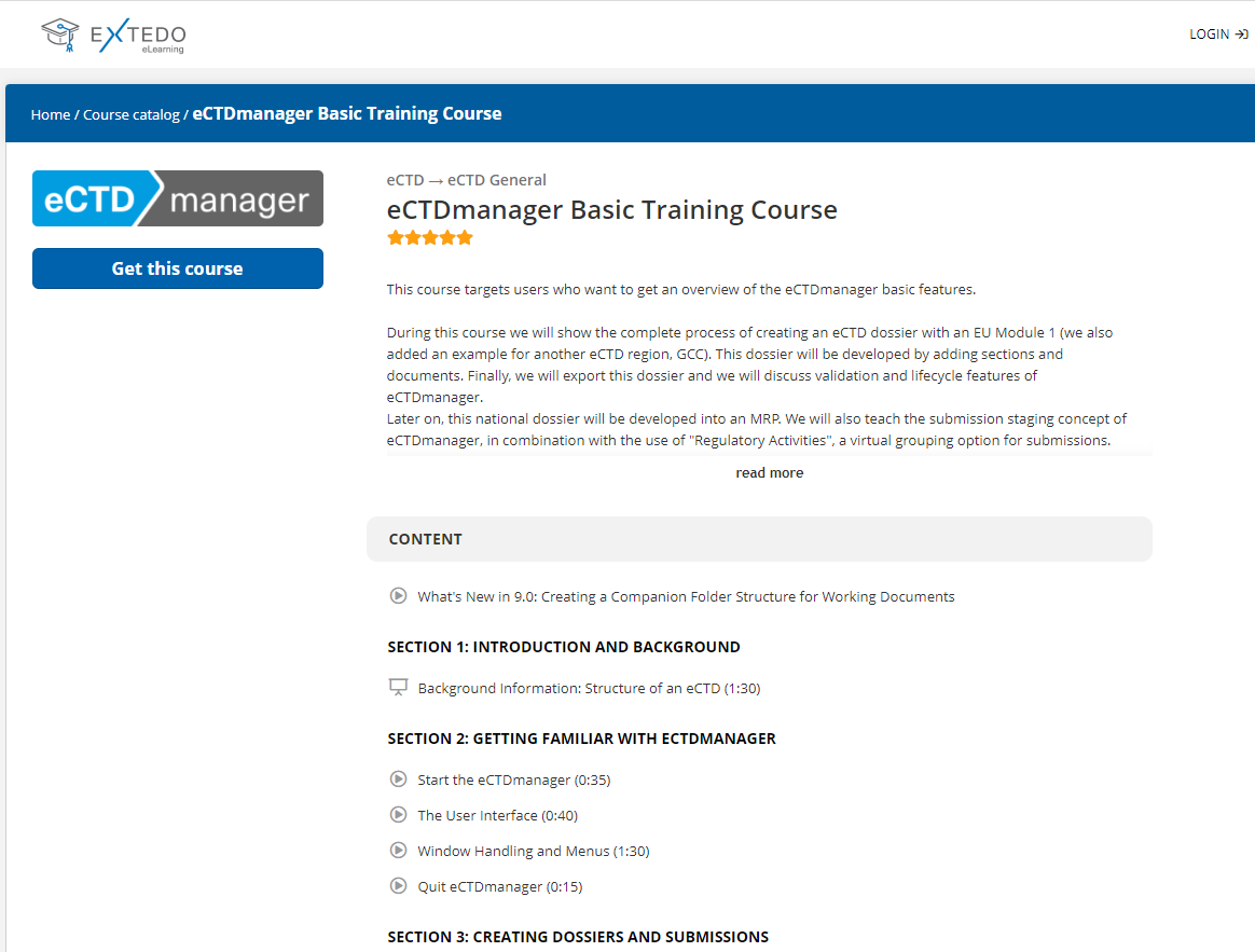 eCTDmanager Basic Training Course
