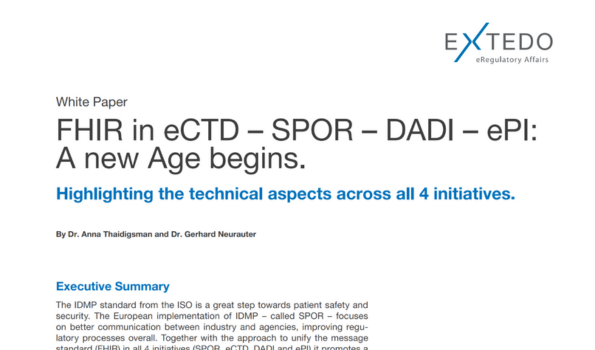EXTEDO FHIR in eCTD - SPOR - DADI - ePI - A new Age begins