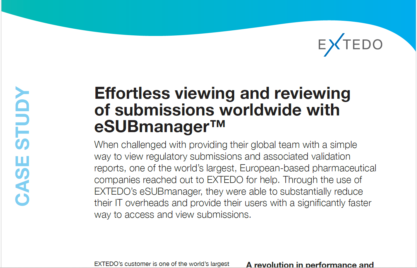 eSUBmanager Case Study One of largest EU-based Pharma Company